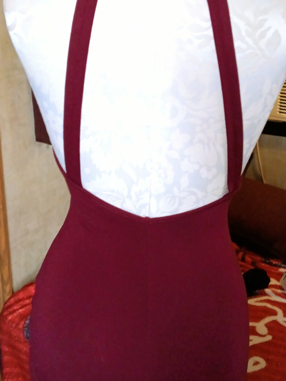 Backless Strappy Bodycon Dress - Wine